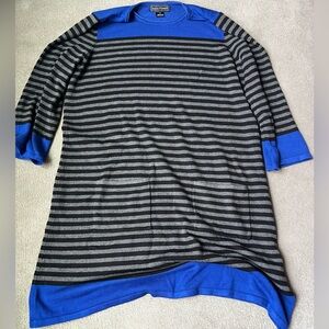 Jessica Howard Blue and Grey Striped Dress with Pockets - XL